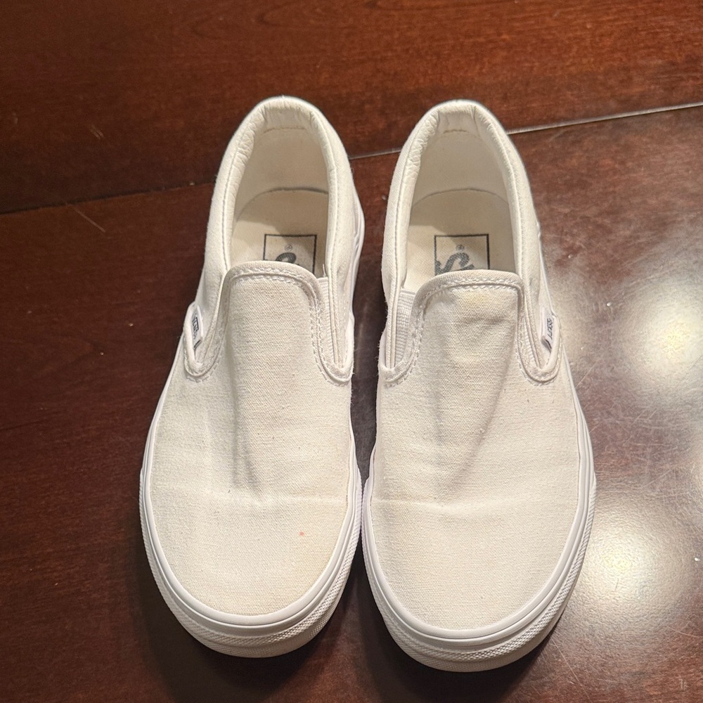 Vans Classic White Canvas Slip-Ons women's size 6